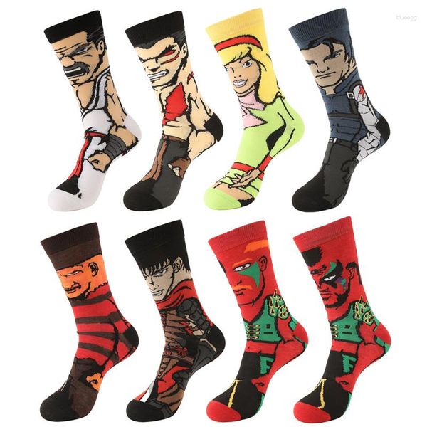 Chaussettes masculines drôles heureux peigned cotton harajuku dessin animé de mode de mode de mode décontracté skateboard