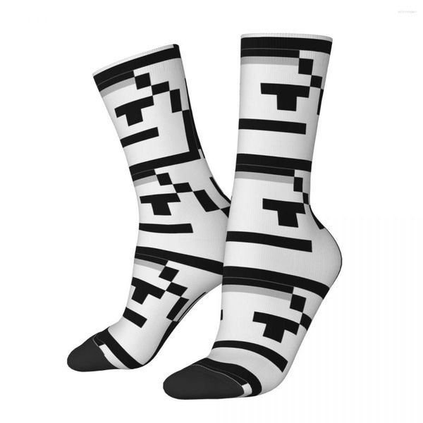 Calcetines de hombre divertido feliz compresión disgustado cara Vintage Harajuku Pixel calle estilo novedad patrón equipo loco calcetín