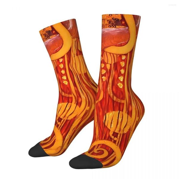 Chaussettes pour hommes drôles Happy Hygeia rétro Harajuku Gustav Klimt Patting Art Style de rue nouveauté équipage fou chaussette cadeau motif imprimé