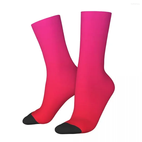 Chaussettes pour hommes drôle heureux rouge rose foncé Vintage Harajuku dégradé coloré Style de rue nouveauté sans couture équipage fou chaussette cadeau