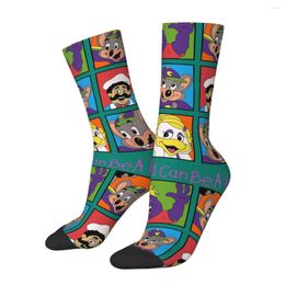 Chaussettes pour hommes drôle heureux rétro Design Harajuku Chuck E fromage salle à manger Hip Hop nouveauté décontracté équipage fou chaussette