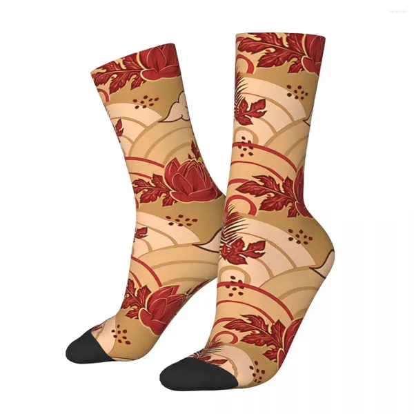 Calcetines para hombre, calcetín feliz divertido para hombre, patrón Floral japonés, estilo Hip Hop, calidad, equipo impreso, regalo novedoso