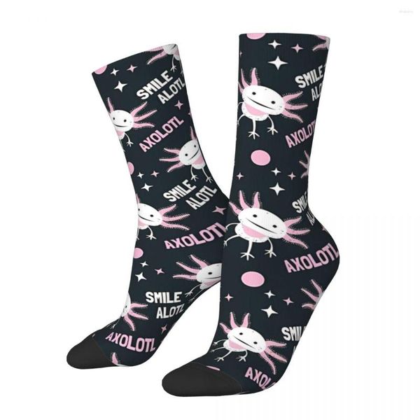 Calcetines divertidos y felices para hombre, calcetín con sonrisa Alotl como un Axolotl, Hip Hop, Animal de calidad, estampado, regalo informal