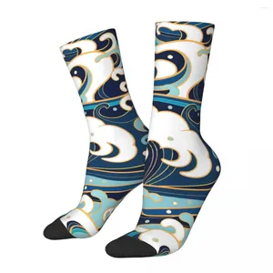 Chaussettes pour hommes Funny Happy Sock pour hommes Traditionnel Oriental Ocean Harajuku Style japonais Motif respirant Imprimé Crew Nouveauté Cadeau