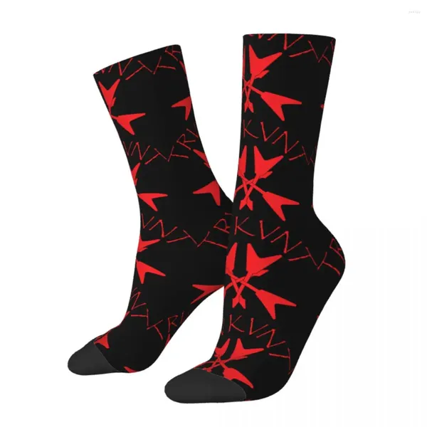 Chaussettes pour hommes drôle Happy Trv Kvnt rouge rétro Harajuku lourd noir métal Style de rue nouveauté motif équipage fou chaussette cadeau imprimé