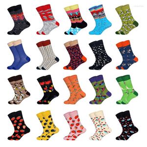 Herensokken Grappig Harajuku Cool Cotton Men Crew Sock Warm Happy Wedding Gift Street Hip Hop Bird Fruit National Totem Sox