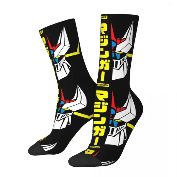 Chaussettes masculines drôle Mazinger Z et grand OVNI vintage Robot Goldra Hip Hop Hop Samouss Crew Sock Gift Modèle imprimé