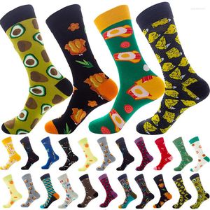 Chaussettes pour hommes drôles hommes coton peigné dessin animé animal oiseau zèbre maïs fruits de mer nouveauté géométrique