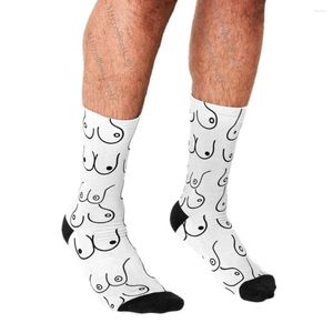 Chaussettes pour hommes drôles hommes Harajuku Types de seins dessin animé motif imprimé heureux Hip Hop nouveauté planche à roulettes équipage décontracté fou