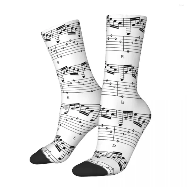 Calcetines de hombre Notas musicales divertidas estilo callejero retro Crazy Crew Sock Patrón de regalo impreso