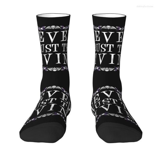 Chaussettes pour hommes Funny Never Trust The Living Women Men Warm 3D Printing Goth Occult Halloween Witch Quote Sports Basketball