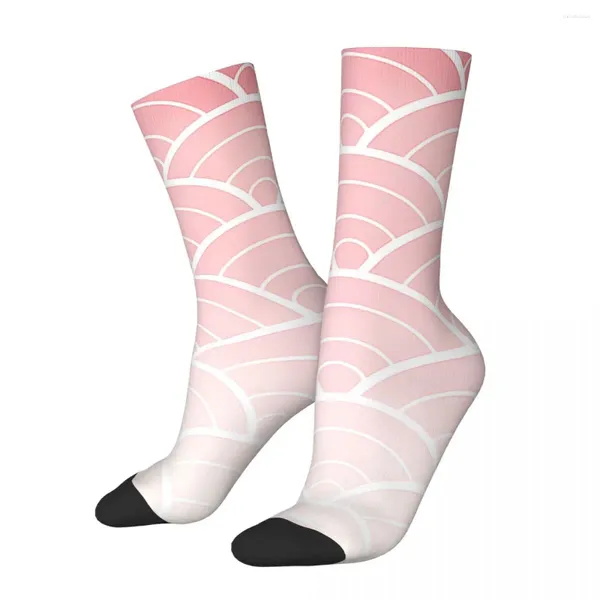 Chaussettes pour hommes drôle rose motif vagues japonaises rétro vague Harajuku Crazy Crew chaussette cadeau imprimé