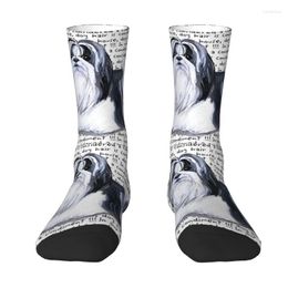 Herensokken grappige print shih tzu hondenliefhebber voor mannen vrouwen rekken zomer herfst winter huisdier puppy crew