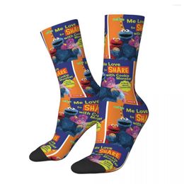 Calcetines de hombre calcetín divertido para hombres Hip Hop Harajuku Cookie Monster Nom patrón de calidad feliz impreso niños tripulación compresión regalo Casual