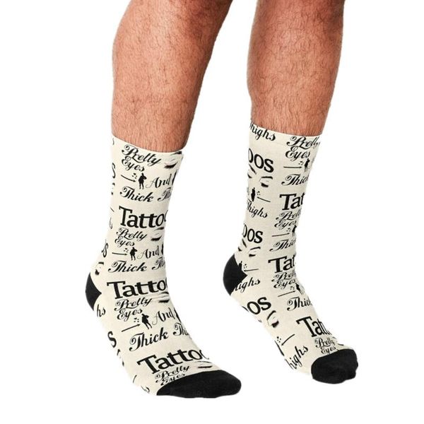 Calcetines para hombres Tatuajes divertidos Ojos bonitos y muslos gruesos Impreso Hip Hop Happy Cute Boys Street Style Crazy para hombres