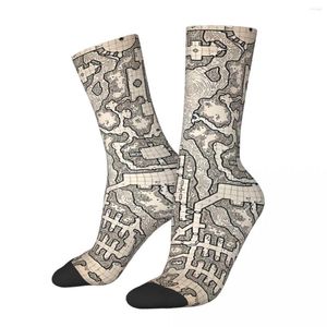 Herensokken grappig The Winter Tombs Vintage Harajuku DnD Game Hip Hop Casual Crew Crazy Sock Gift Pattern Printed