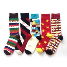 Chaussettes pour hommes Funny Tube Men Crew Of Happy Sock Casual Harajuku Dress Business Designer Skate Long Fashion Funky Gift Street Sox