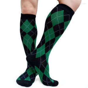 Chaussettes pour hommes, robe formelle à carreaux, hautes, respirantes, en coton, bas, Collection Sexy, Sox pour hommes