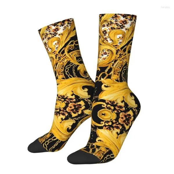 Calcetines para hombres Vestido de patrón europeo de color floral de oro