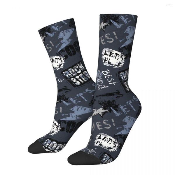 Calcetines de hombre Graffiti palabras desgastadas y aerosoles textura grunge patrón de arte Unisex estilo callejero impreso calcetín redondo