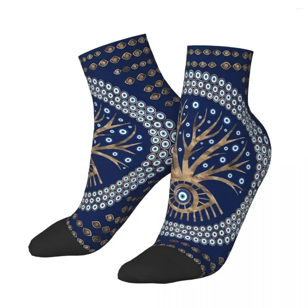 Chaussettes pour hommes Arbre d'oeil grec Mati Mataki Matiasma sur Blue Evil Cheville Mâle Hommes Femmes Automne Bas Hip Hop