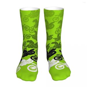 Chaussettes pour hommes Vert Motocross Dirt Bike Racing Sock Hommes Femmes Bas en polyester Design personnalisable