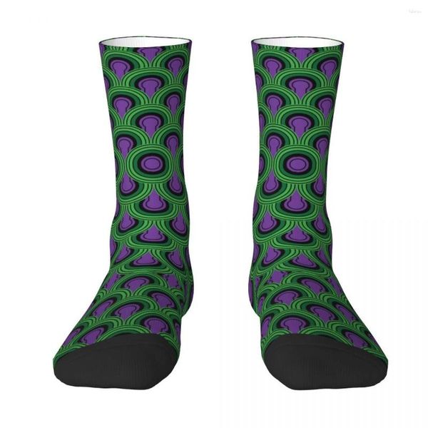 Chaussettes pour hommes, vert, violet, motif abstrait, Harajuku, bas Super doux, accessoires longs pour toutes les saisons, cadeaux unisexes