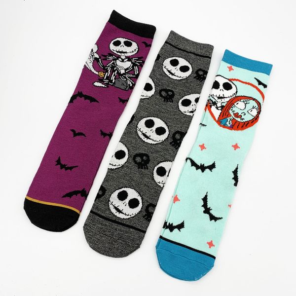 Calcetines para hombre Serie de Halloween Jack calcetines de tubo para hombre estilo dibujos animados europeos y americanos algodón para mujer 230829