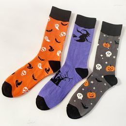 Calcetines de hombre Halloween estándar calabaza murciélago hombre calcetín arte naranja Unisex tripulación Casual algodón adulto Otoño Invierno clásico Skarpetki