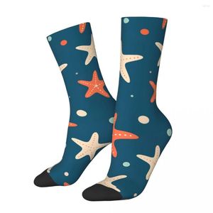 Chaussettes pour hommes Happy Compression Deep Sea Starfish Vintage Harajuku Pentagram Under The Street Style Seamless Crew Crazy Sock