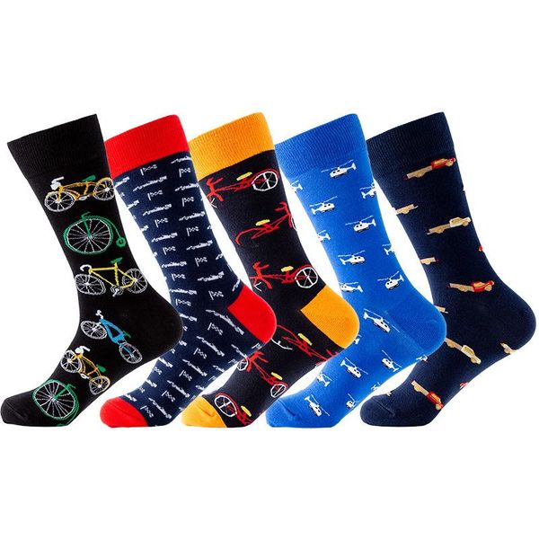 Chaussettes pour hommes Happy Cotton Sock Transportation Design Crew Funny Tube Men Fashion Trend Male Skateboard Sox