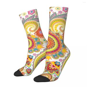 Chaussettes pour hommes Happy Floral Paisley rétro Harajuku Style Hip Hop motif sans couture équipage fou chaussette cadeau imprimé