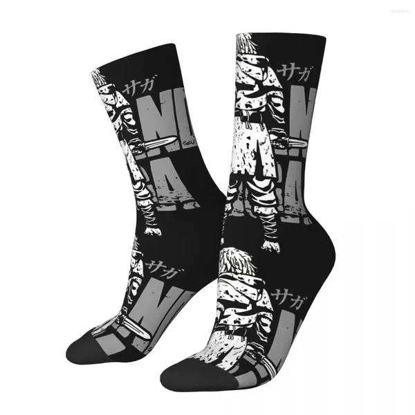 Chaussettes pour hommes heureux drôle Cool Vintage Harajuku v-vinland Saga Anime Hip Hop nouveauté sans couture équipage fou chaussette cadeau imprimé