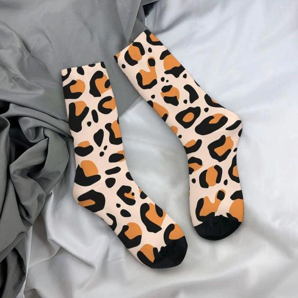 Calcetines de hombre Feliz Divertido Marrón claro Leopardo Mancha Textura Calcetín Poliéster Patrones de piel de animal Gráfico Primavera Otoño Invierno