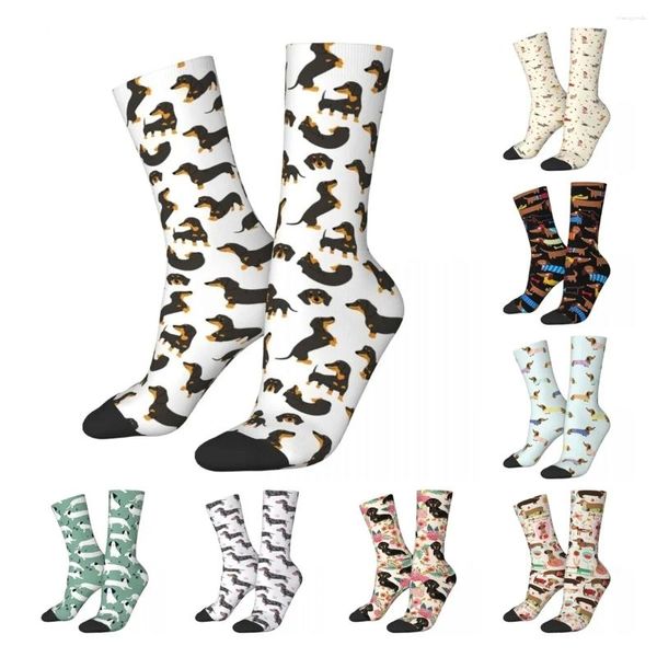 Calcetines de hombre Feliz Divertido Hombre Hombres Casual Dachshund Calcetín Regalo para Animal Amante de los perros Deporte Medias de mujer Primavera Verano Otoño Invierno