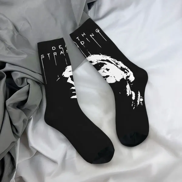 Calcetines para hombres Happy Funny Male Men Casual Half Face Death Art Stranding Game Sock Kojima Mujeres Primavera Verano Otoño Invierno