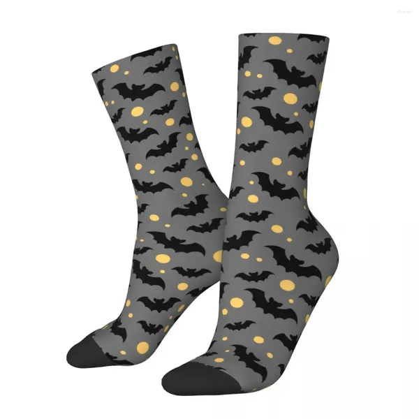 Chaussettes pour hommes heureux drôle mâle hommes Harajuku noir chauves-souris jaune lunes chaussette Skateboard femmes bas printemps été automne hiver