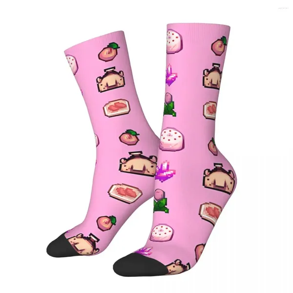 Chaussettes masculines Happy Funny Pink Pattern rétro Harajuku Stardew Valley Hip Hop Novelty Casualy Crew Crazy Sock Gift Imprimé