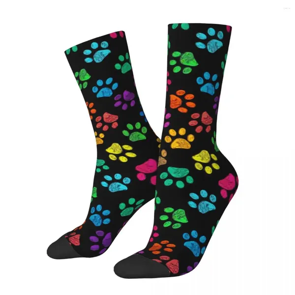 Chaussettes pour hommes heureux drôle rétro coloré chien Harajuku Hip Hop décontracté équipage fou chaussette cadeau motif imprimé