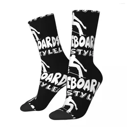 Chaussettes masculines joyeuses skateboard drôles enfants rétro harajuku skate skateboard hip hop motif d'équipage cadeau