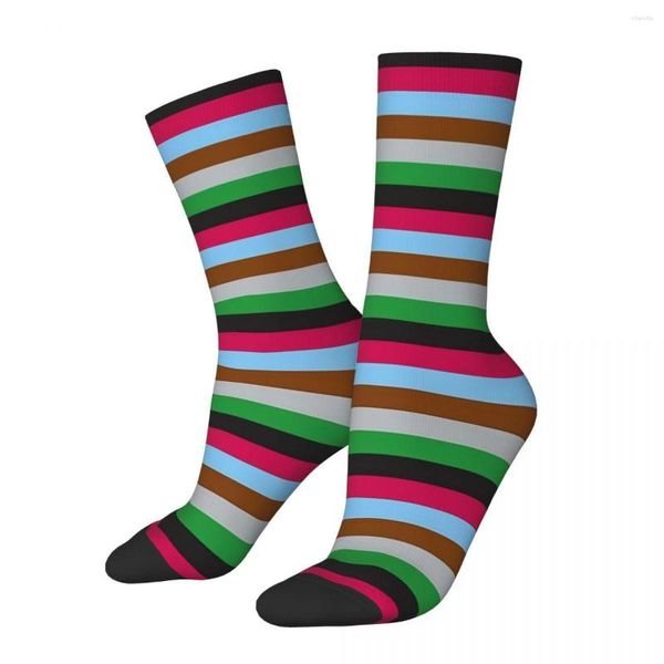 Chaussettes pour hommes Happy Harlequins rayé Vintage Harajuku Style de rue nouveauté motif équipage fou chaussette cadeau imprimé