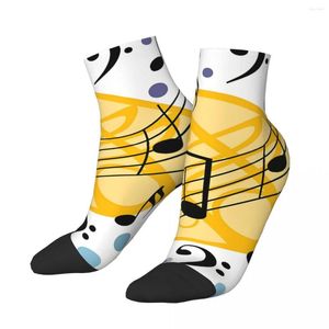 Chaussettes pour hommes Happy Men Cheville Couleur Notes de musique Harajuku Seamless Crew Sock Gift Pattern Imprimé