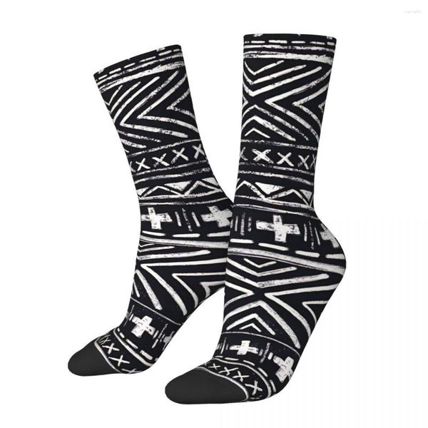 Chaussettes pour hommes Happy Mudcloth X et Cross Vintage Street Style nouveauté Crew Sock cadeau motif imprimé