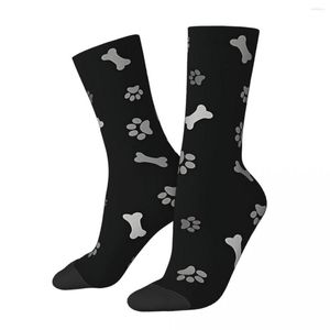 Heren sokken gelukkige vintage prints en hondenbotten gekke unisex dierenpoten harajuku patroon geprinte nieuwigheidsploeg sock boys cadeau