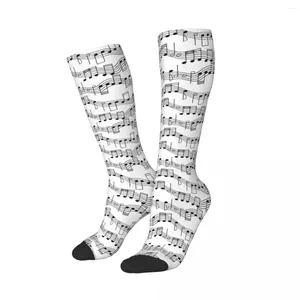 Chaussettes pour hommes Harajuku Notes de musique Note de musique Accessoires longs chauds Toutes saisons Coton Tube haut Antidérapant Cadeau surprise Pour Unisexe