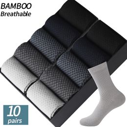 Calcetines para hombres de alta calidad 10 pares / lote de fibra de bambú compresión largo negro negocio casual calcetín masculino tamaño grande 38 45 221202