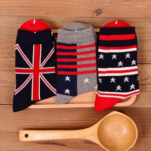 Heren sokken hoogwaardige ontwerp mode Britse stijl katoenen vlag mannen gestreepte harajuku calcetines mujer preppy chic retro meias