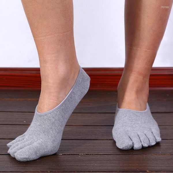 Chaussettes masculines de haute qualité coton pur cinq doigts navire homme non glip