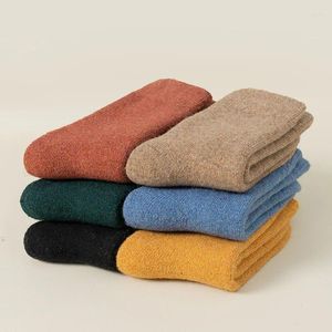 Herensokken Hoge kwaliteit wol voor heren Dames Winter Kasjmier Verdikte Warme effen kleur Harajuku Retro badstof