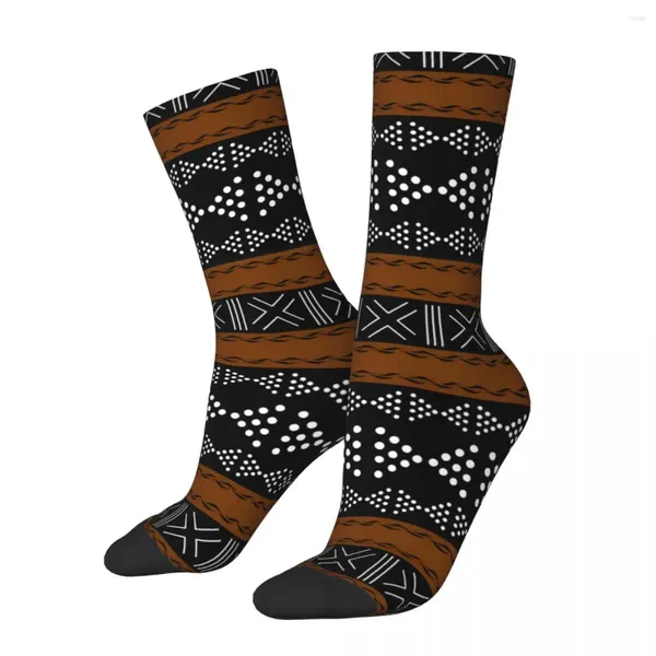 Chaussettes pour hommes Hip Hop rétro motif africain fou unisexe tissu de boue tissu de boue Bogolan Art Style de rue imprimé équipage chaussette